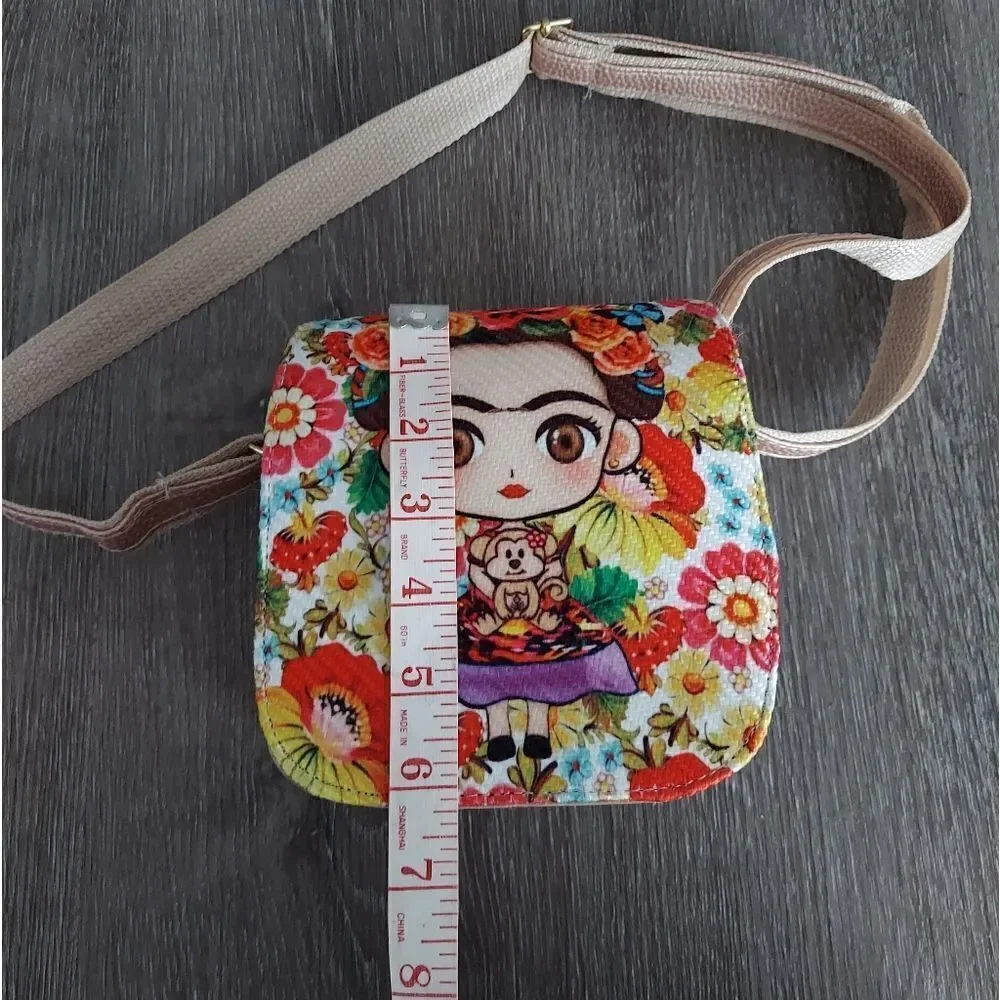 Frida Kahlo Handmade in Mexico Rose Gold Crossbody Floral Bag
